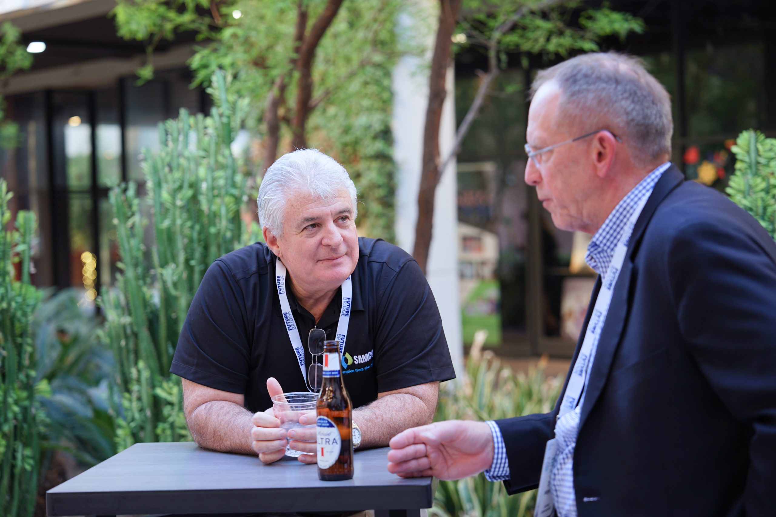 Delegates meeting face to face at the exhibition area